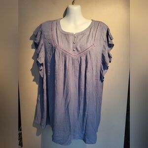 NEW DALIA Women's Blue Ruffle Sleeve Top